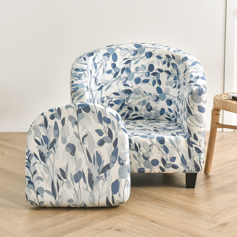 Livego 2Piece Club Chair Slipcover, Printed Tub Chair Slipcover, Printed Round Barrel Chair